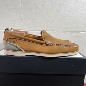 Sperry Top Sider Seaside Brown Leather Gray Suede Slip On Loafers Men's 12 M